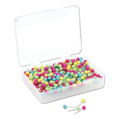 U Brands Map Push Pins, Plastic, Assorted, 1/2", PK300 3086U06-24